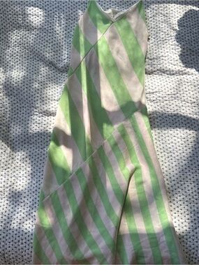 Green and Light Pink Striped Women's Saunders x RTR dress